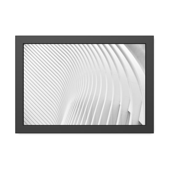 Black and white abstract architectural photo with modern minimalist curved lines in New York.