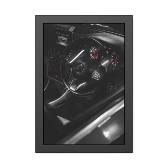 Close-up of a modern Mercedes-Benz car interior showcasing the dashboard and steering wheel in a luxury setting.