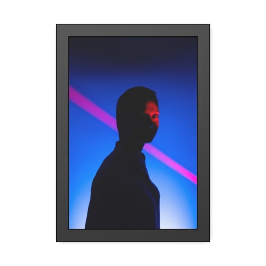 Abstract silhouette with vivid neon lighting. Perfect for creative themes.