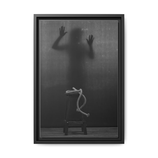 A dark, enigmatic image with a shadowy figure, capturing a surreal and dramatic mood.