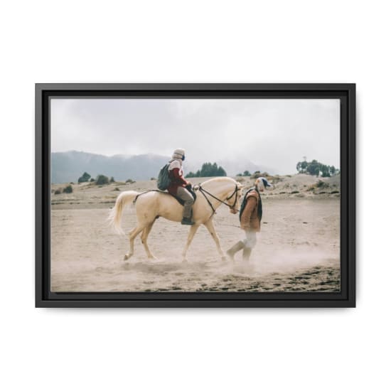 Horseback riding in the sandy terrain of East Java, Indonesia, capturing local culture and stunning landscapes.