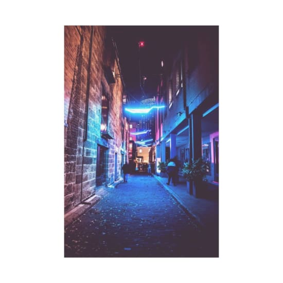 Explore the colorful nightlife of Sydney with this vibrant alley illuminated by neon lights.