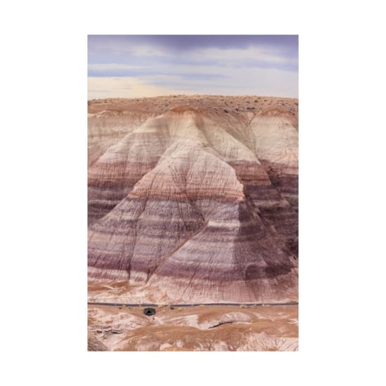 Vertical shot of colorful eroded hills in the Painted Desert, Arizona.