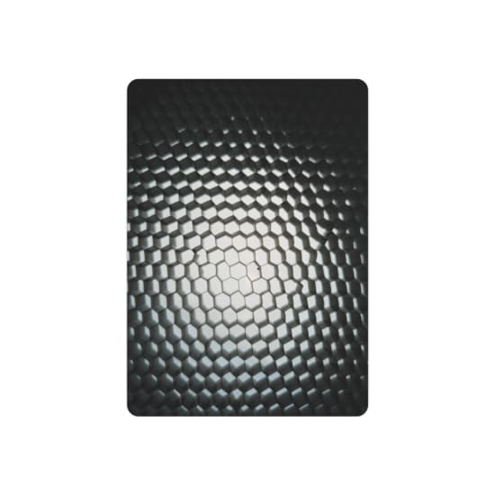 Dynamic geometric honeycomb pattern with metallic texture and gradient lighting.