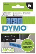 Tape Dymo D1 12mm x 7m sort/blå