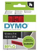 Tape Dymo D1 12mm x 7m sort/rød