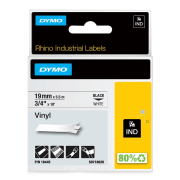 Vinyltape Dymo Rhino 19mm sort/hvit