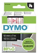 Tape Dymo D1 12mm x 7m rød/hvit