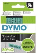 Tape Dymo D1 12mm x 7m sort/grønn