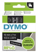 Tape Dymo D1 12mm x 7m hvit/sort
