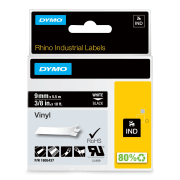 Vinyltape Dymo Rhino 9mm hvit/sort