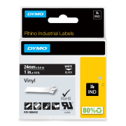 Vinyltape Dymo Rhino 12mm hvit/sort