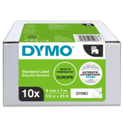 Tape Dymo D1 9mm x 7m sort/hvit økon.