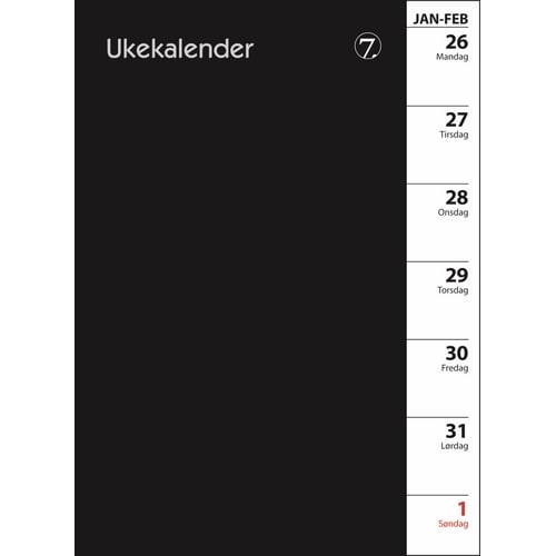 Kalender Ukekalender komplett sort Maske Dyktige fagfolk smarte