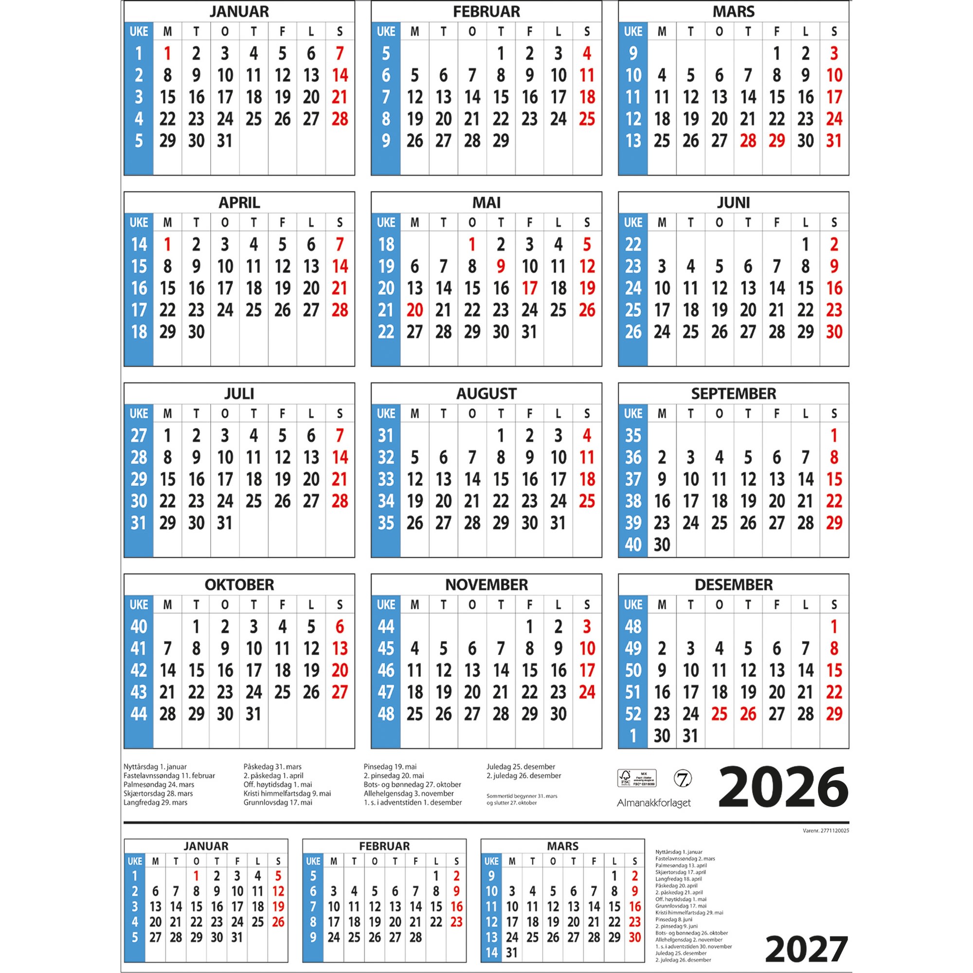 Kalender 2022 Med Helligdager