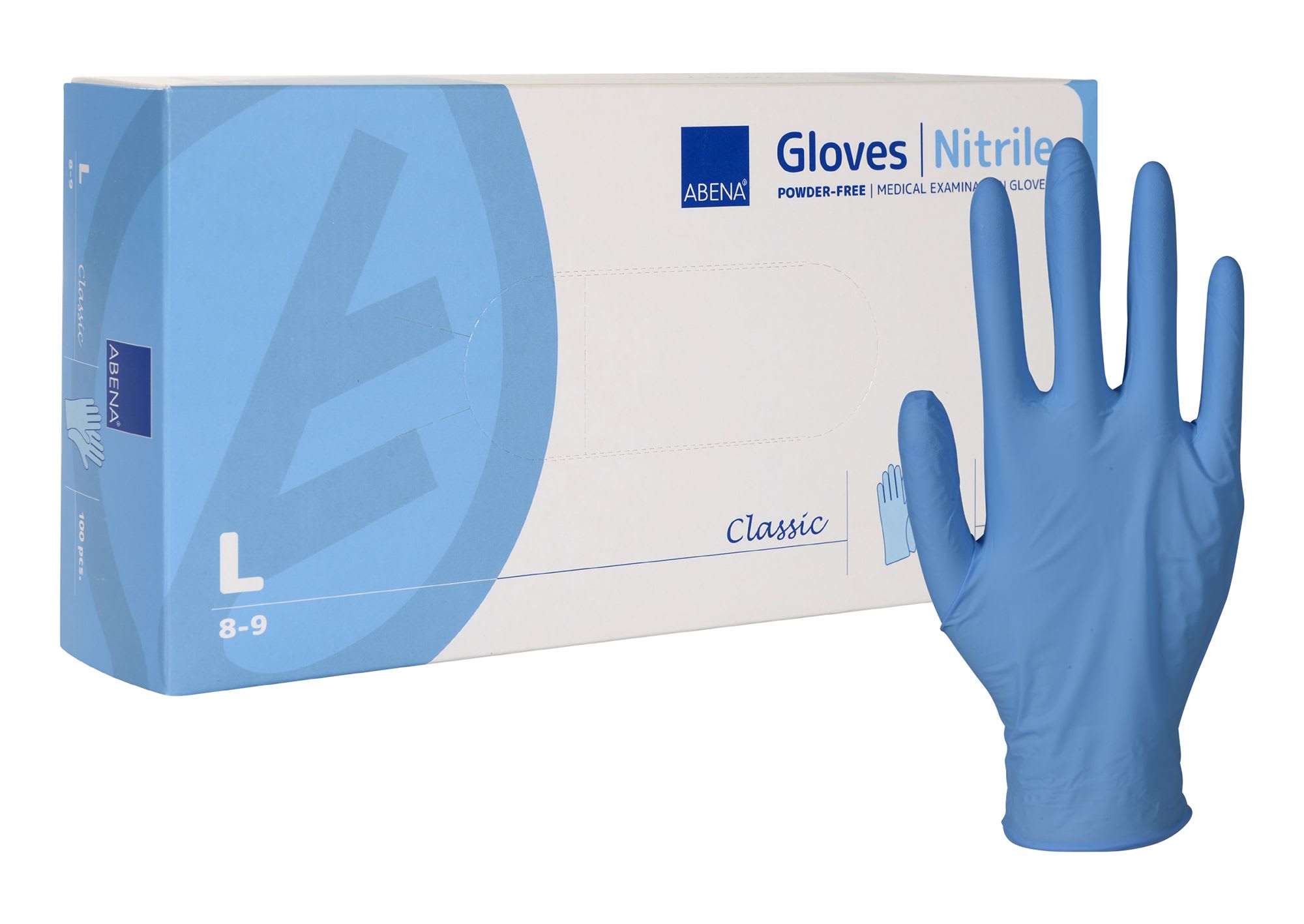 Hanske ABENA nitril u/p M blå (200)