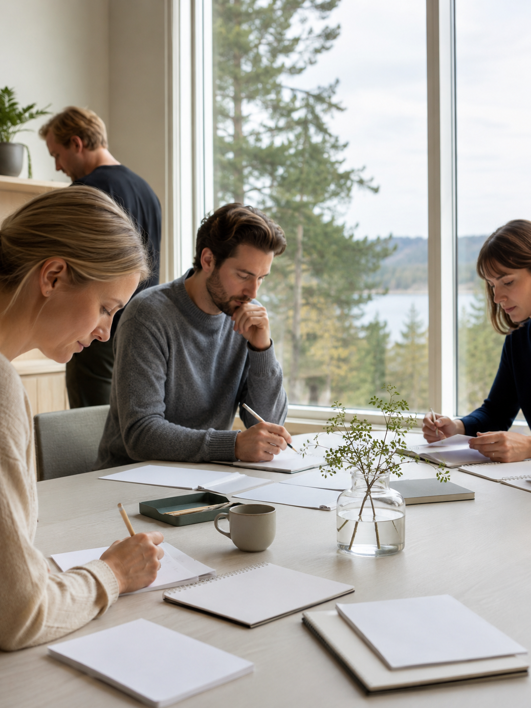 Kontorarbeid med papir og dokumenter