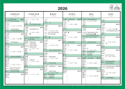 Kontorkalender A4 enkel 2026