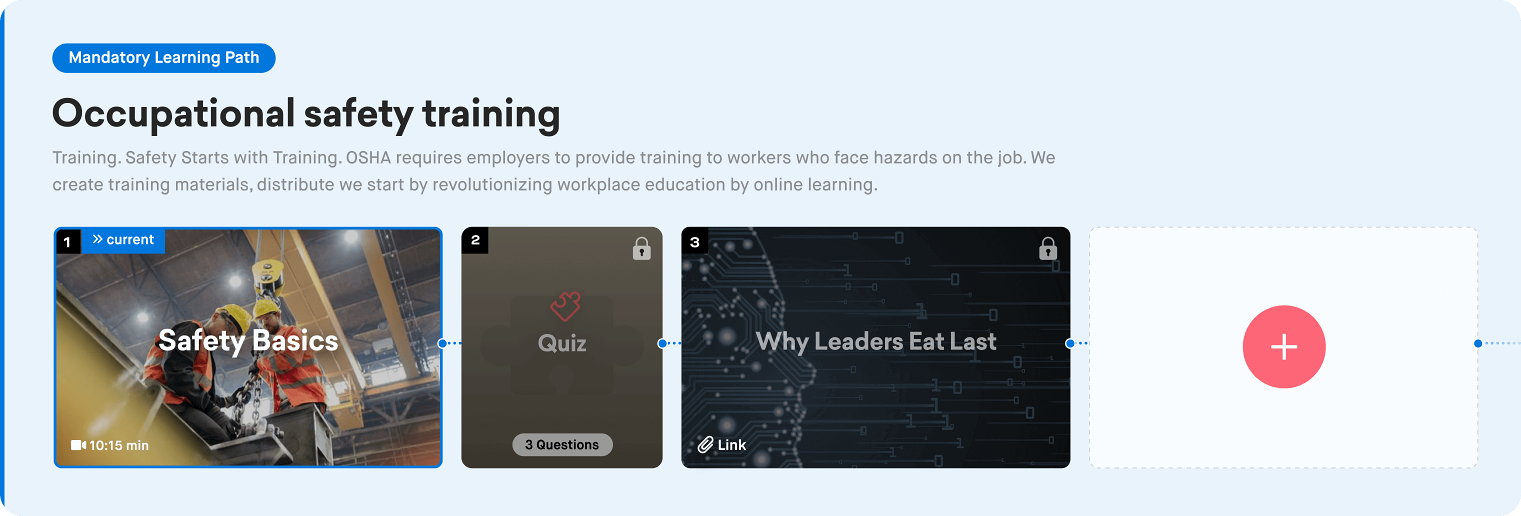 Customized mandatory training path for occupational safety