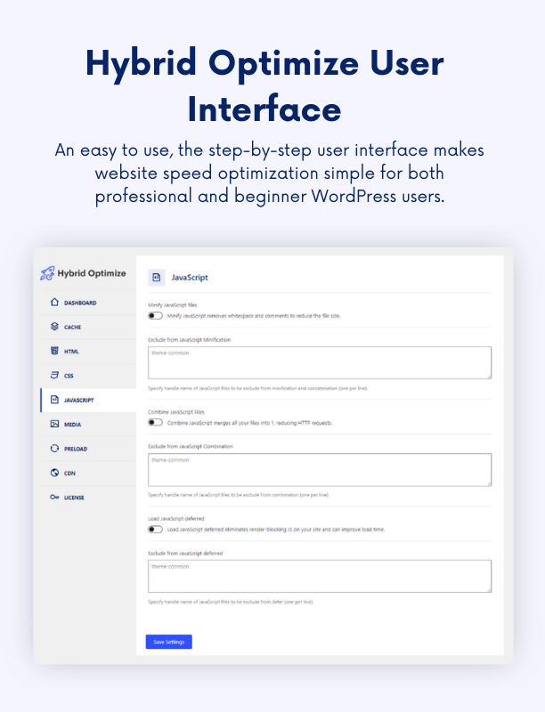Hybrid Optimize User Interface