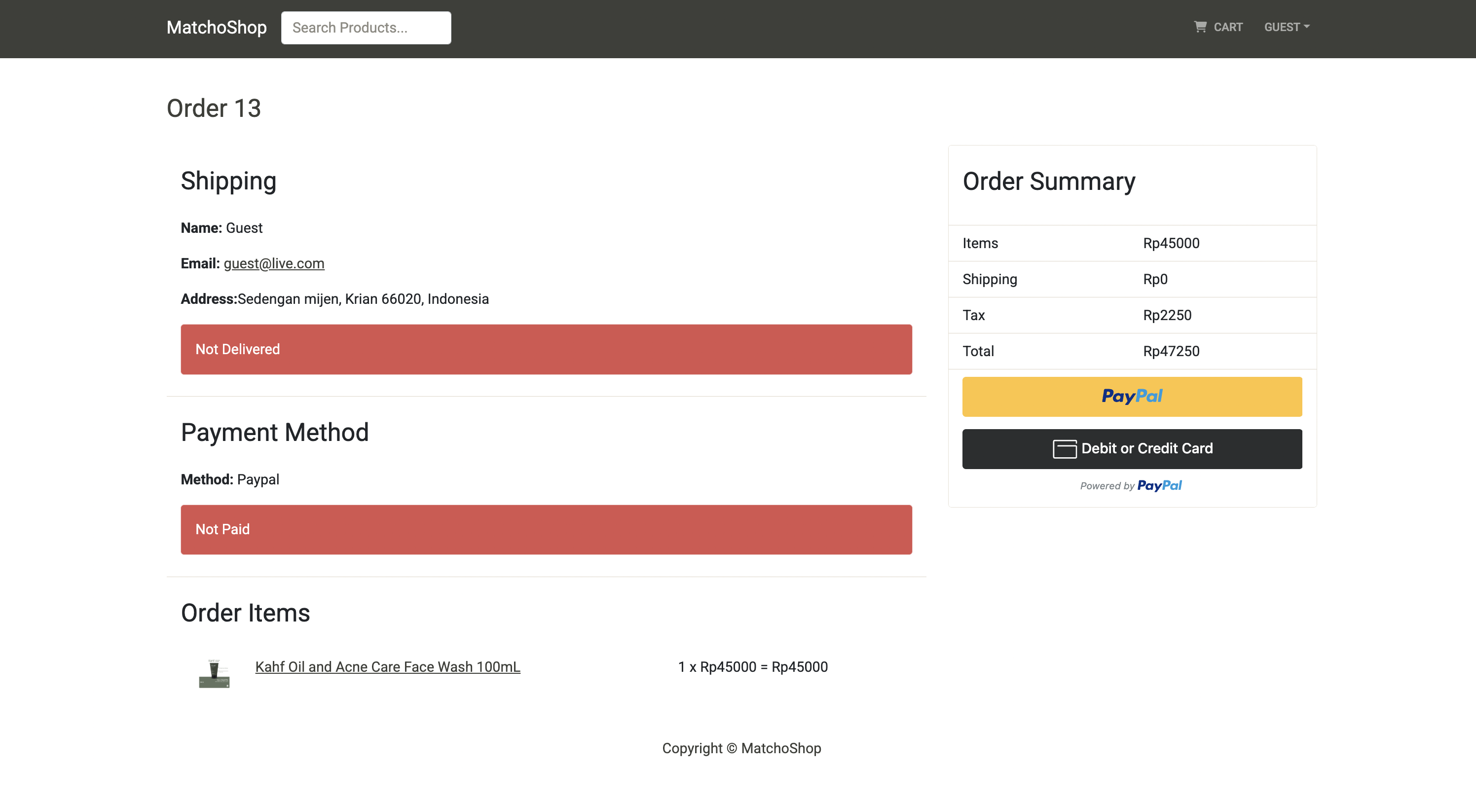 Order Page