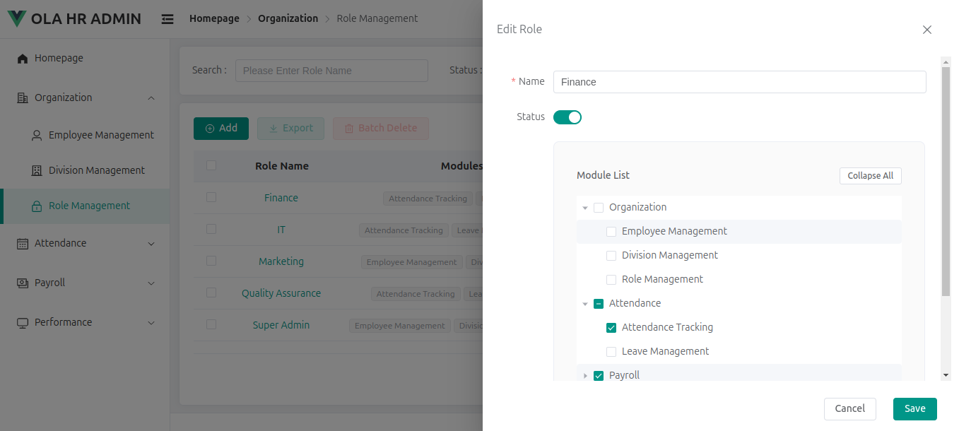 Role Edit Page