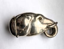 Image of Silver Figural Elephant match safe match safe