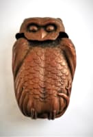 Image of Copper Figural Owl match safe match safe