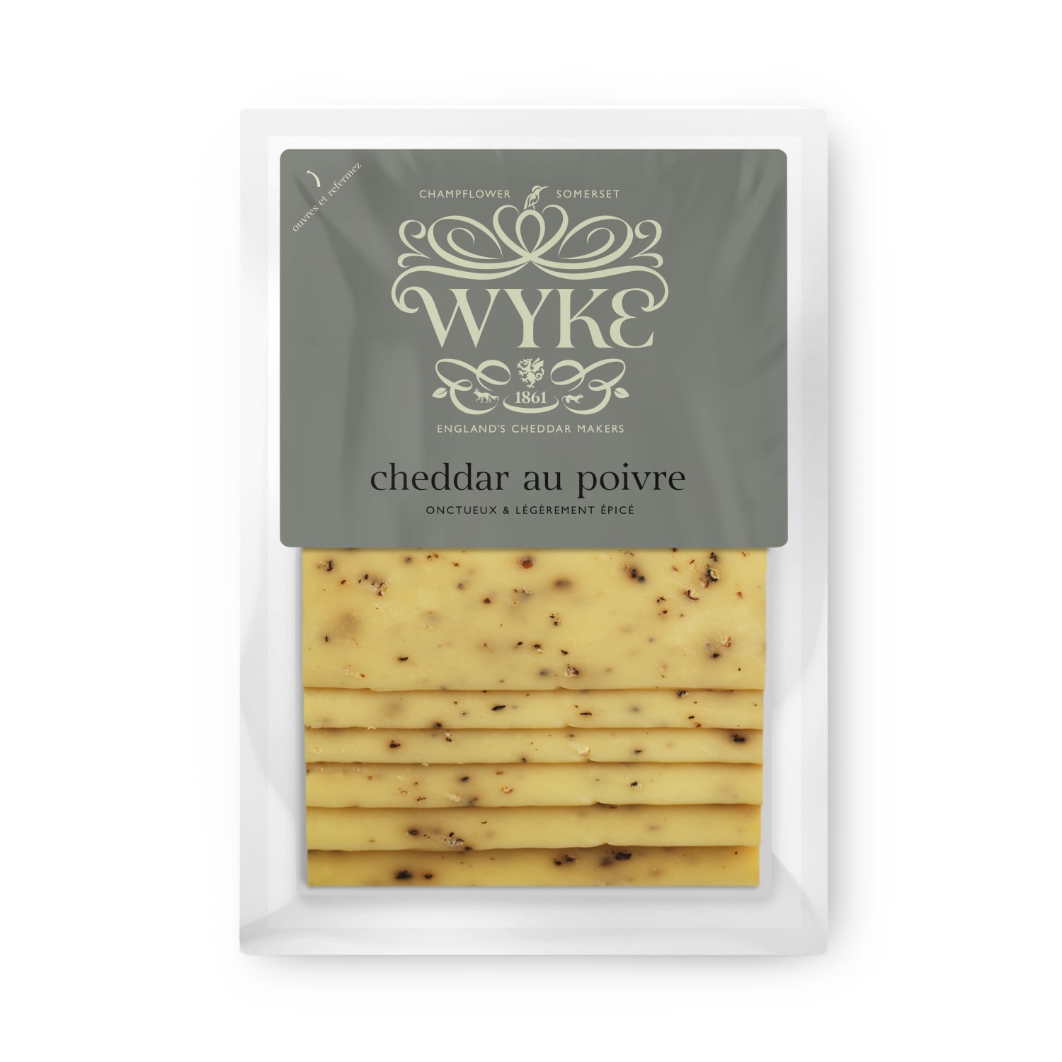 Sliced Cheddar with Black pepper 160g, Wyke Farms