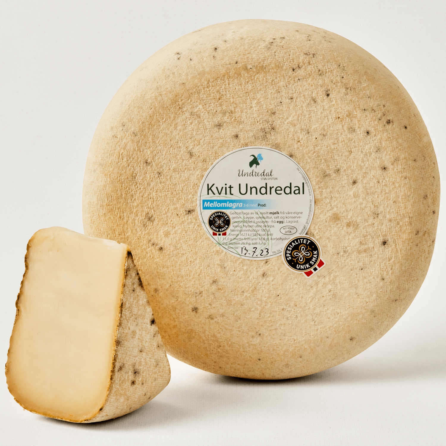 Kvit Undredal - mellomlagra 3-6 mnd 3kg, Undredal Stølsysteri