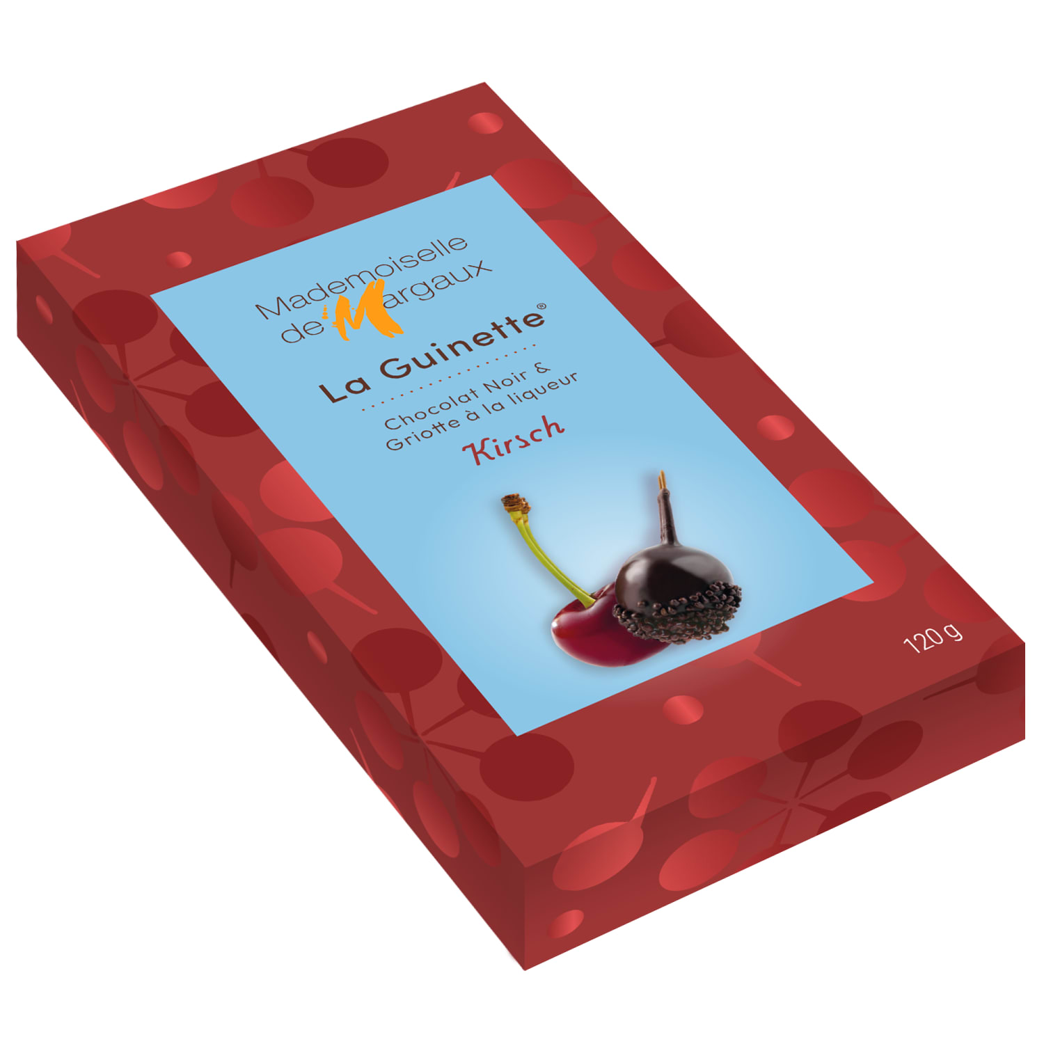 10 Moreller med Kirsch i mørk sjokolade 120g, Margaux