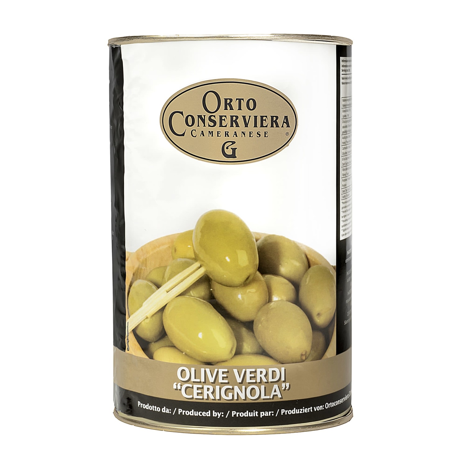 Olive Verdi Belle Cerignola (italienske grønne oliven) 4kg tin, Ortoconserviera