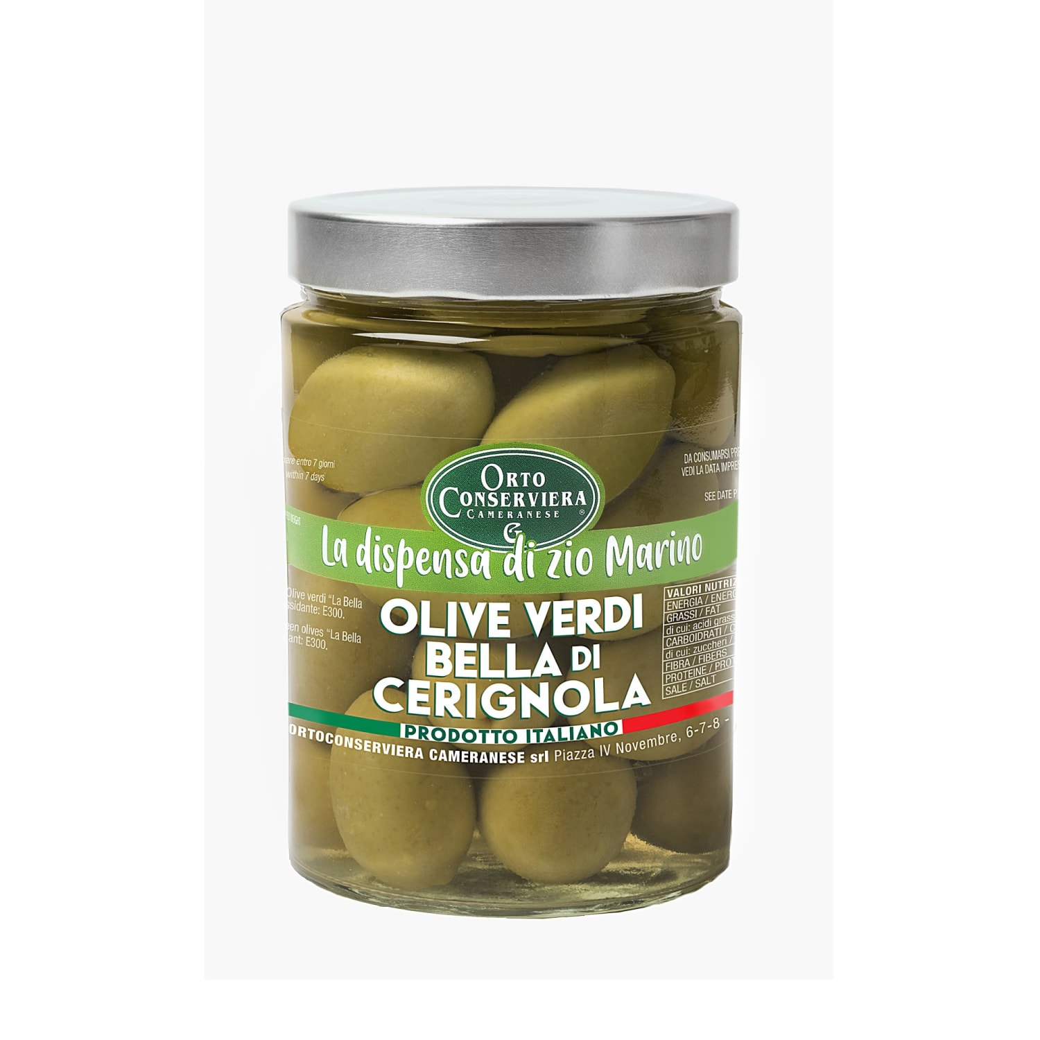 Cerignola olives 580ml grønne olven med stein, Ortoconserviera