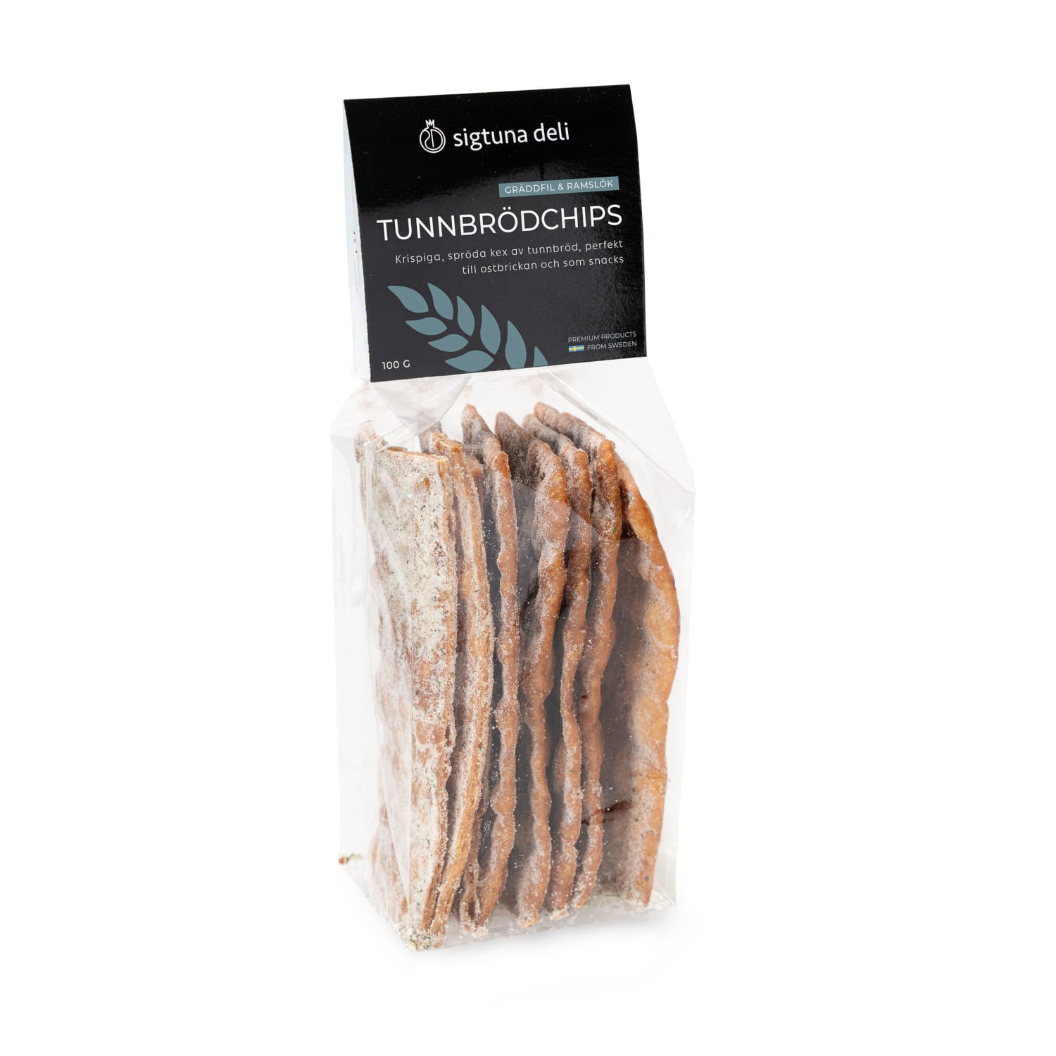 Tunnbrödschips Gräddfil/Ramslök 100g, Sigtuna Deli