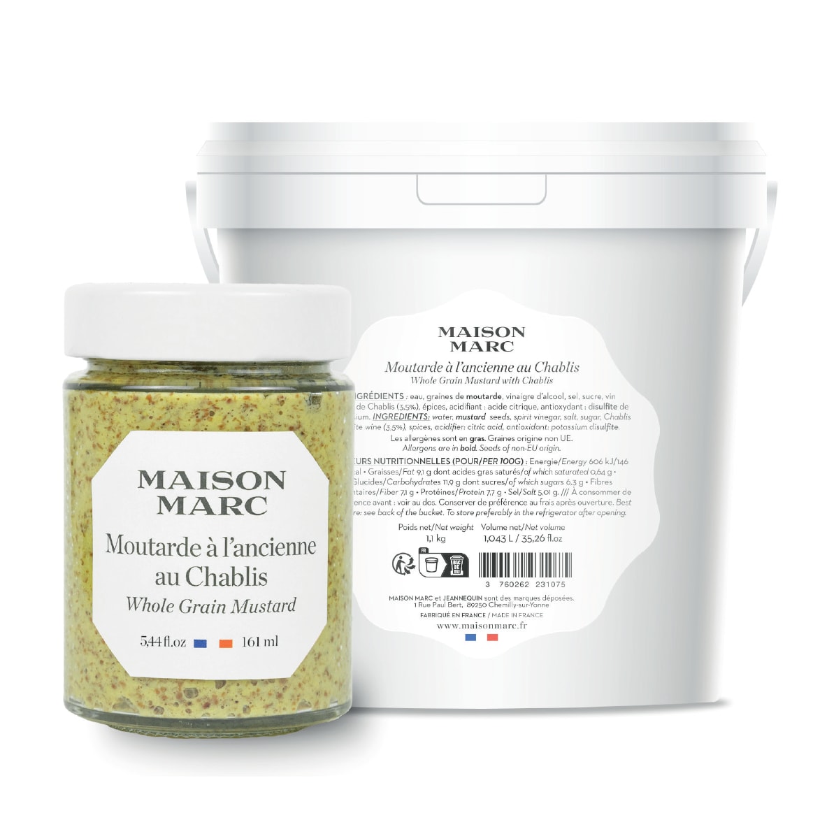 Grov sennep med Chablis 1kg dunk, Maison Marc