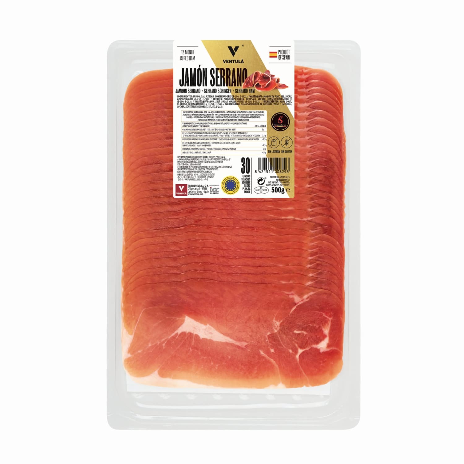 Serrano Reserva Ventula 12mnd 500gr sliced
