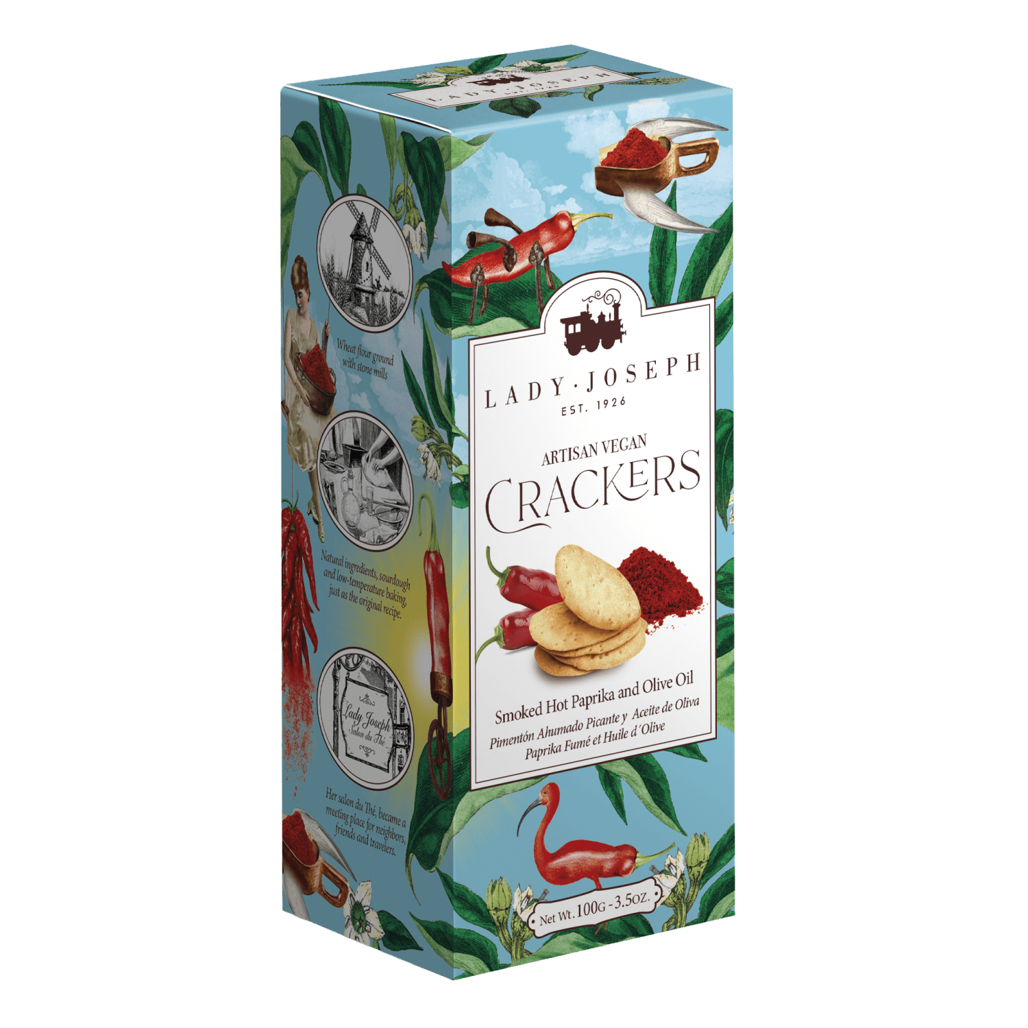 Smoked hot paprika crackers 100g, Lady Joseph