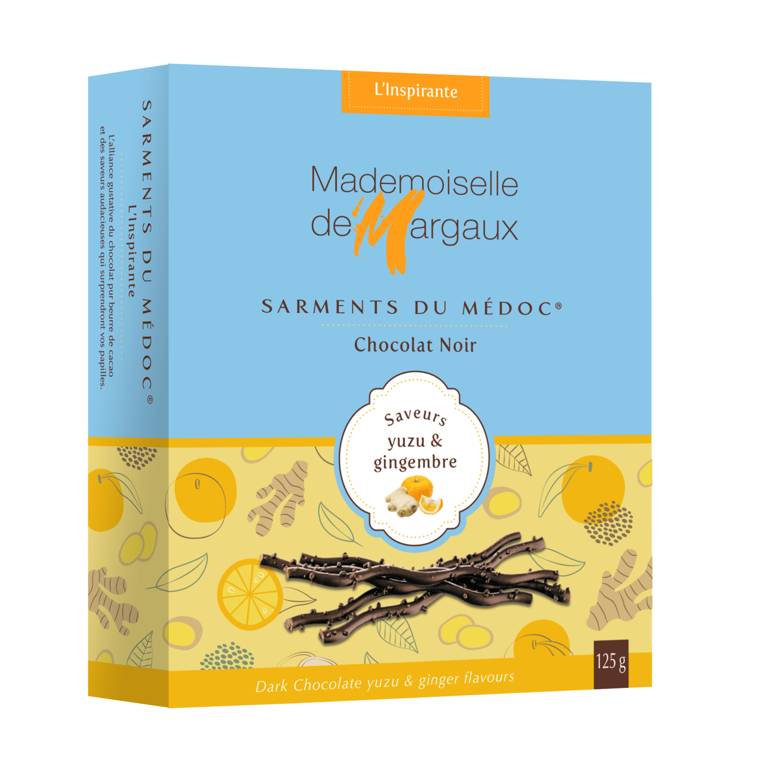 Sarment du Medoc Mørk sjokolade med yuzu og ingefær 125g, Margaux