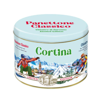 Panettone Classico metal tin Skiers 750g L.Ed OLYMPICS MILANO CORTINA 2026