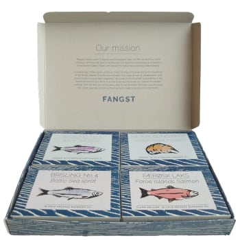 Fangst Giftbox 4 pak (brisling 1,2 og 4 samt laks) 410g, Fangst