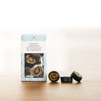 Creamy Caramels with sea salt & Liquorice Tiny 60g, Karamel Kompagniet