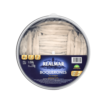 Boquerones en Vinagre 350g - hvit ansjos i eddik og salt, Realmar