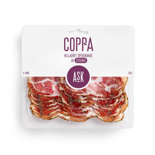 Coppa skivet 60g delibrett, Ask