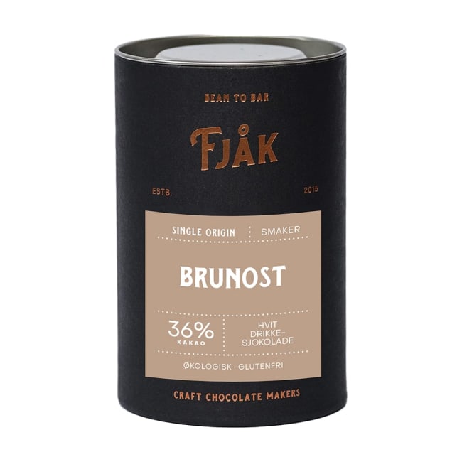 Drikkesjokolade 220g Karamellisert Hvit og Brunost, Fjåk