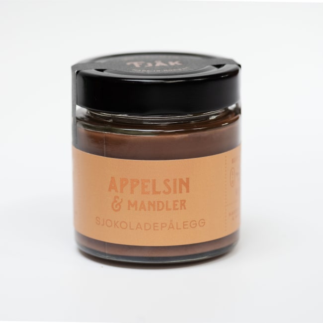 UTGÅTT Sjokoladepålegg med appelsin og mandler 175g, Fjåk