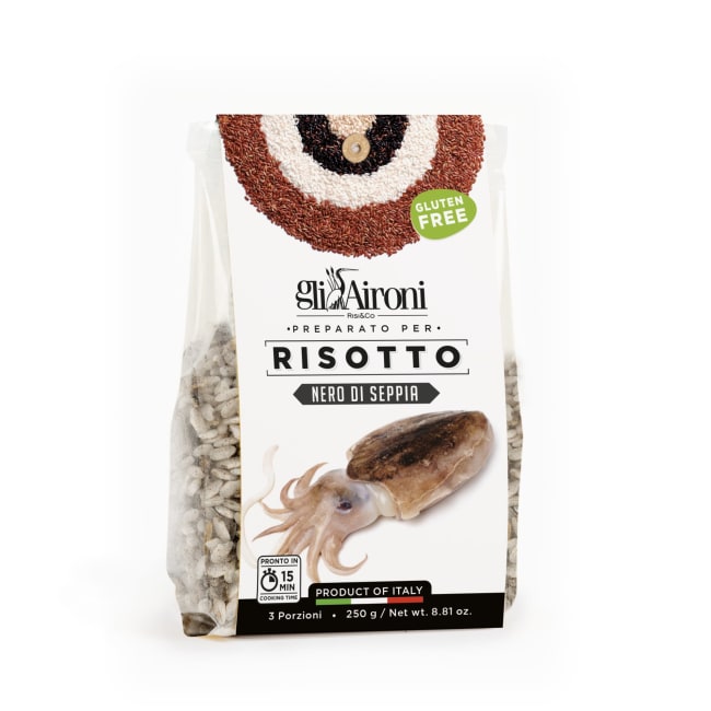 Risotto mix med blekksprutblekk 250g, Gli Aironi