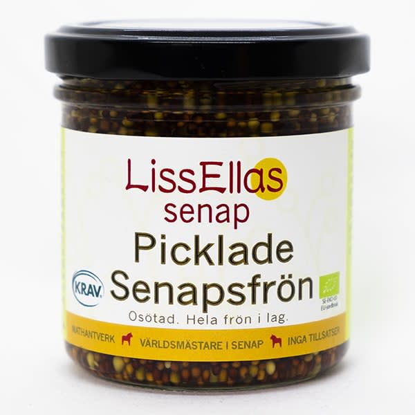 Syltede sennepsfrø usøtet 150g (økologisk KRAV), Lissellas