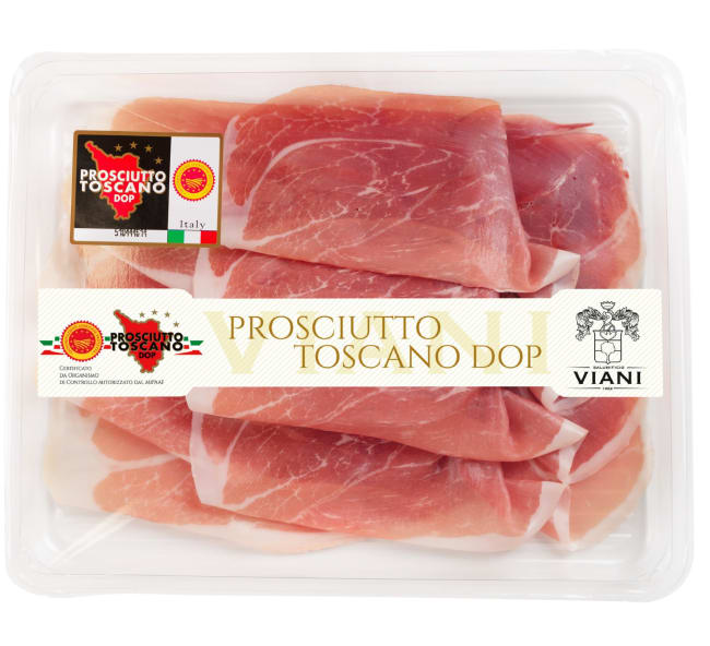 Prosciutto Toscano DOP oppskåret 100g, Viani