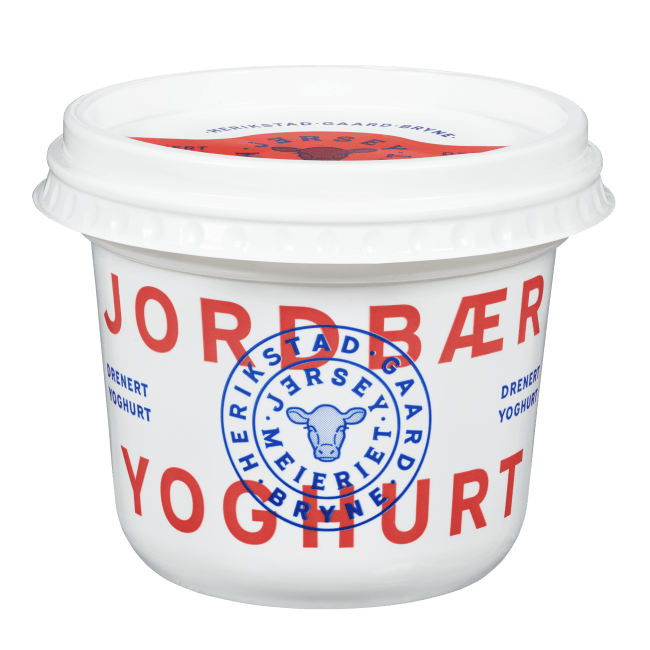 UTGÅTT Jordbæryoghurt drenert 2,5dl, Jerseymeieriet