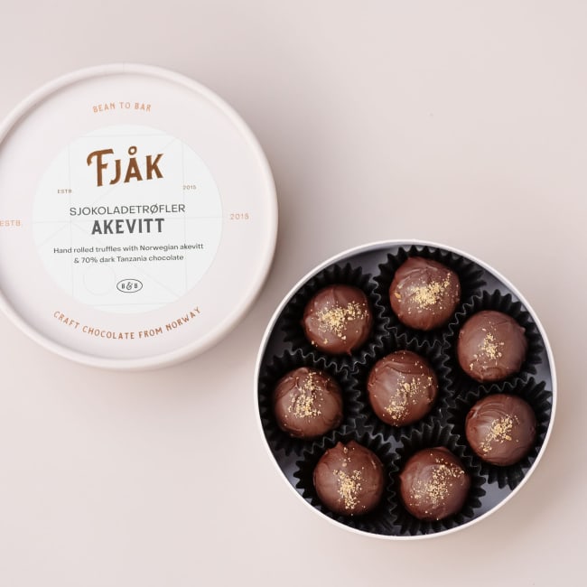 UTGÅTT Akevit Sjokoladetrøfler 115g, Fjåk